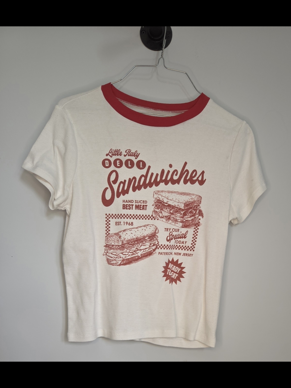 Vintage-Style White & Red Sandwiches Graphic Tee
